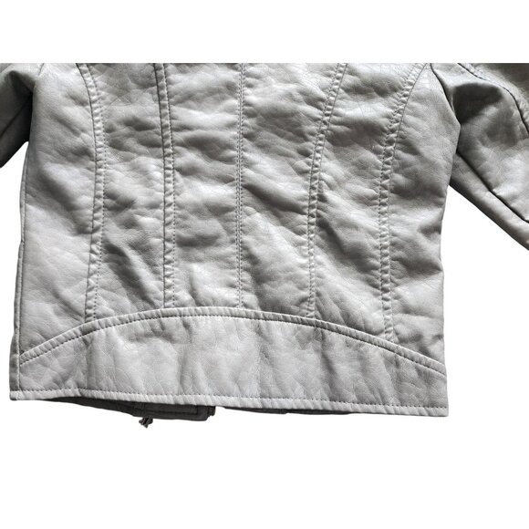 Dollhouse Girls Gray Faux Leather Ruffle Trim Jacket Stylish Dressy - Picture 7 of 8